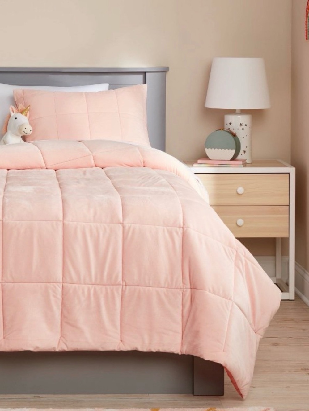 Full/Queen Comforter Set Velvet Pink
